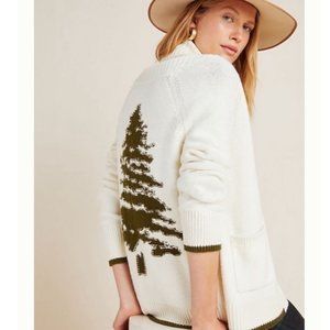 Cream and Green Anthropologie Evergreen Cardigan